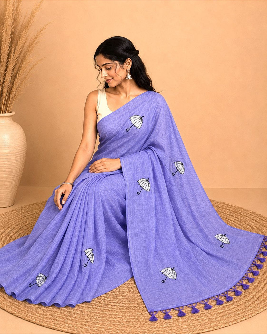 Cotton Saree with Umbrella Print
