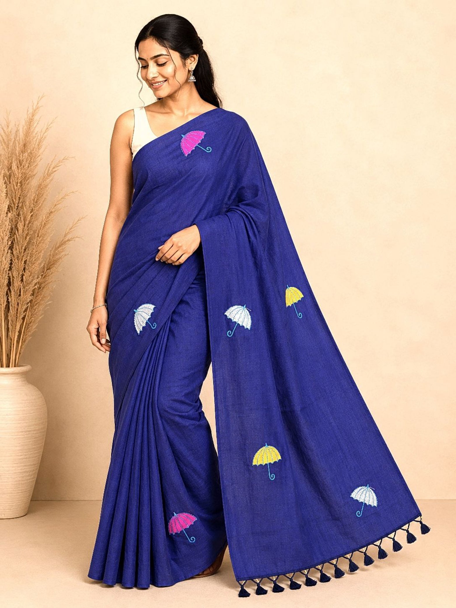 Cotton Saree with Umbrella Print