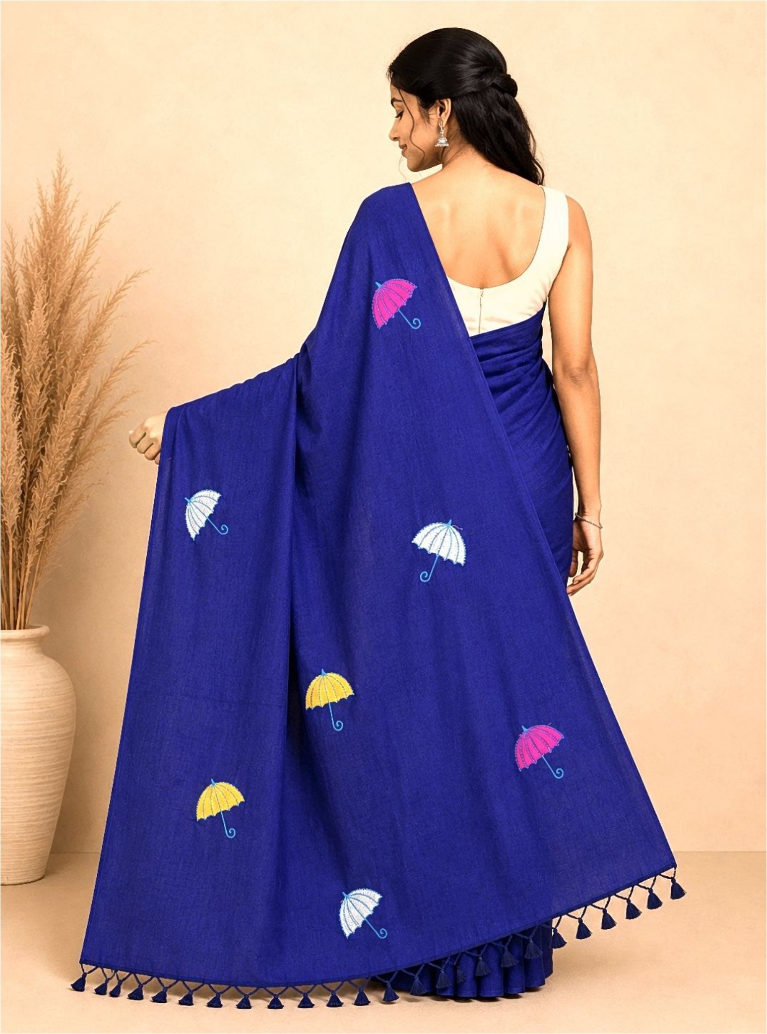 Cotton Saree with Umbrella Print