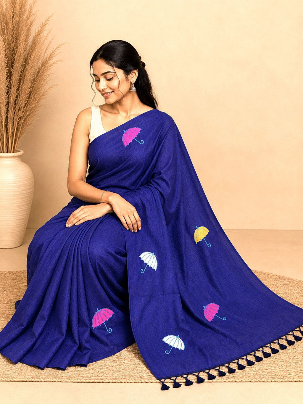 Cotton Saree with Umbrella Print