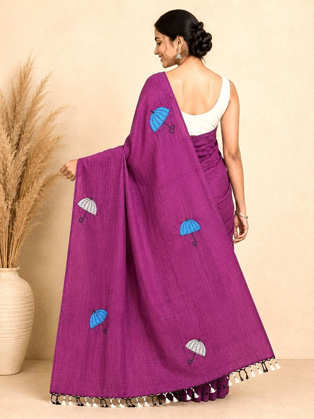 Cotton Saree with Umbrella Print