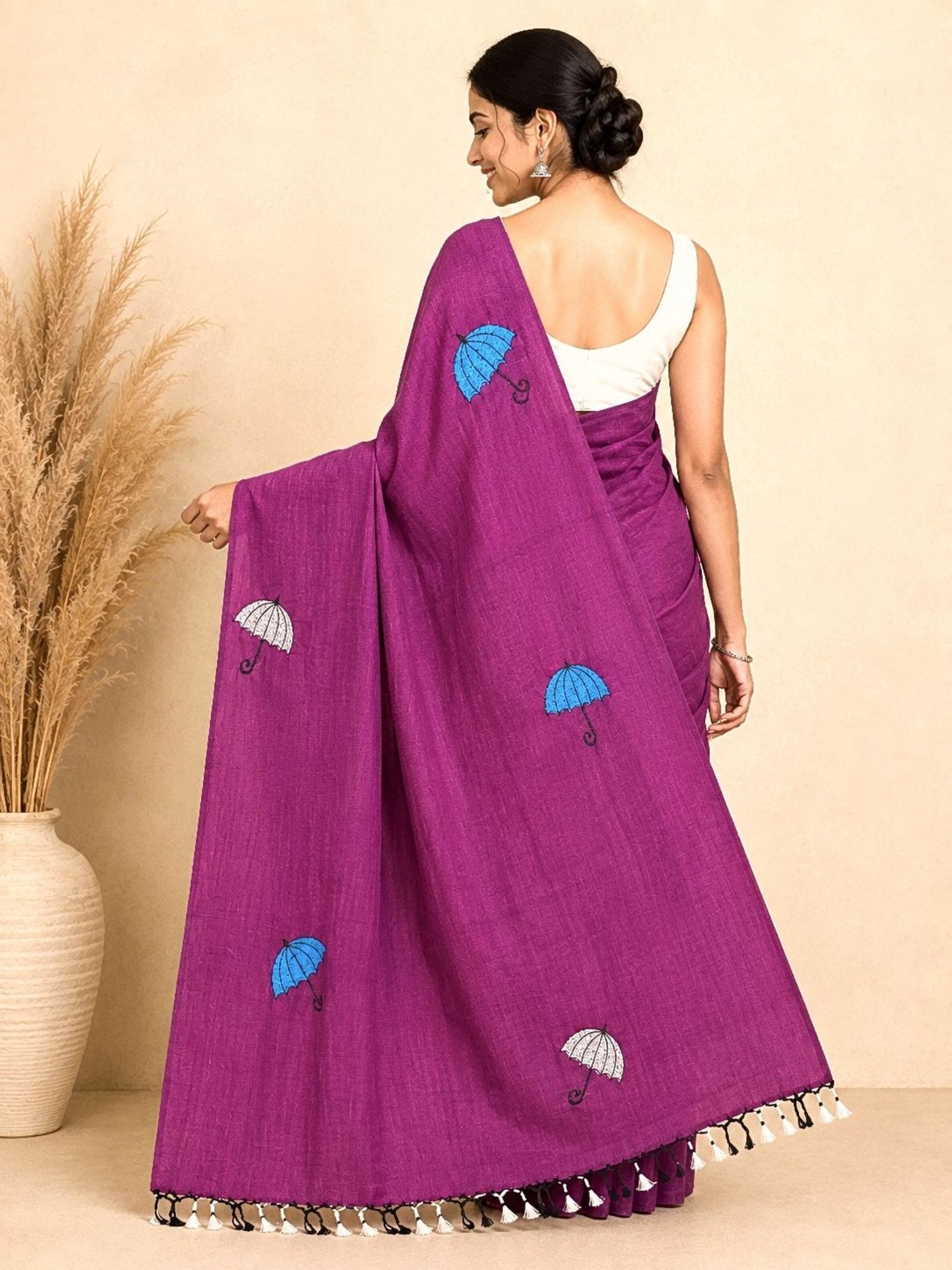 Cotton Saree with Umbrella Print