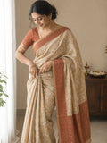 Beige Cotton Saree