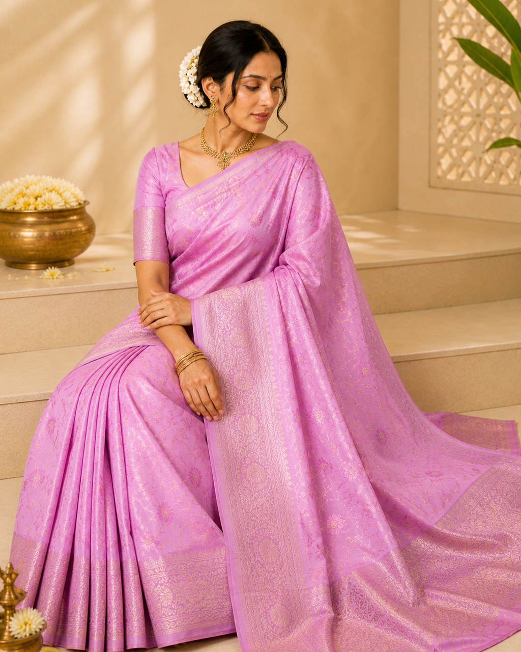 Banarasi Silk Saree – Soft Lavender