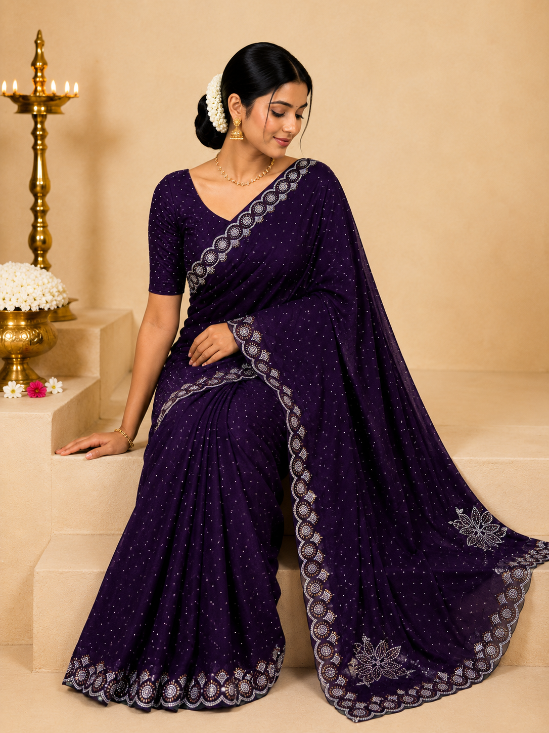 Party Wear Saree – Deep Plum