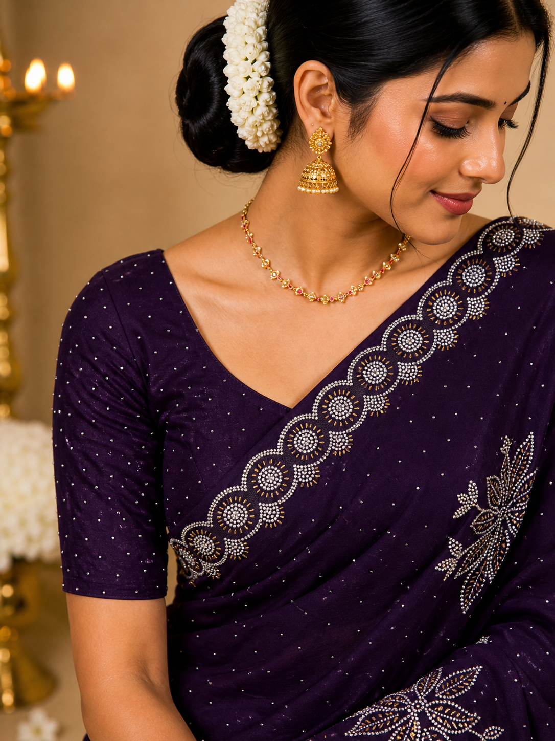 Party Wear Saree – Deep Plum