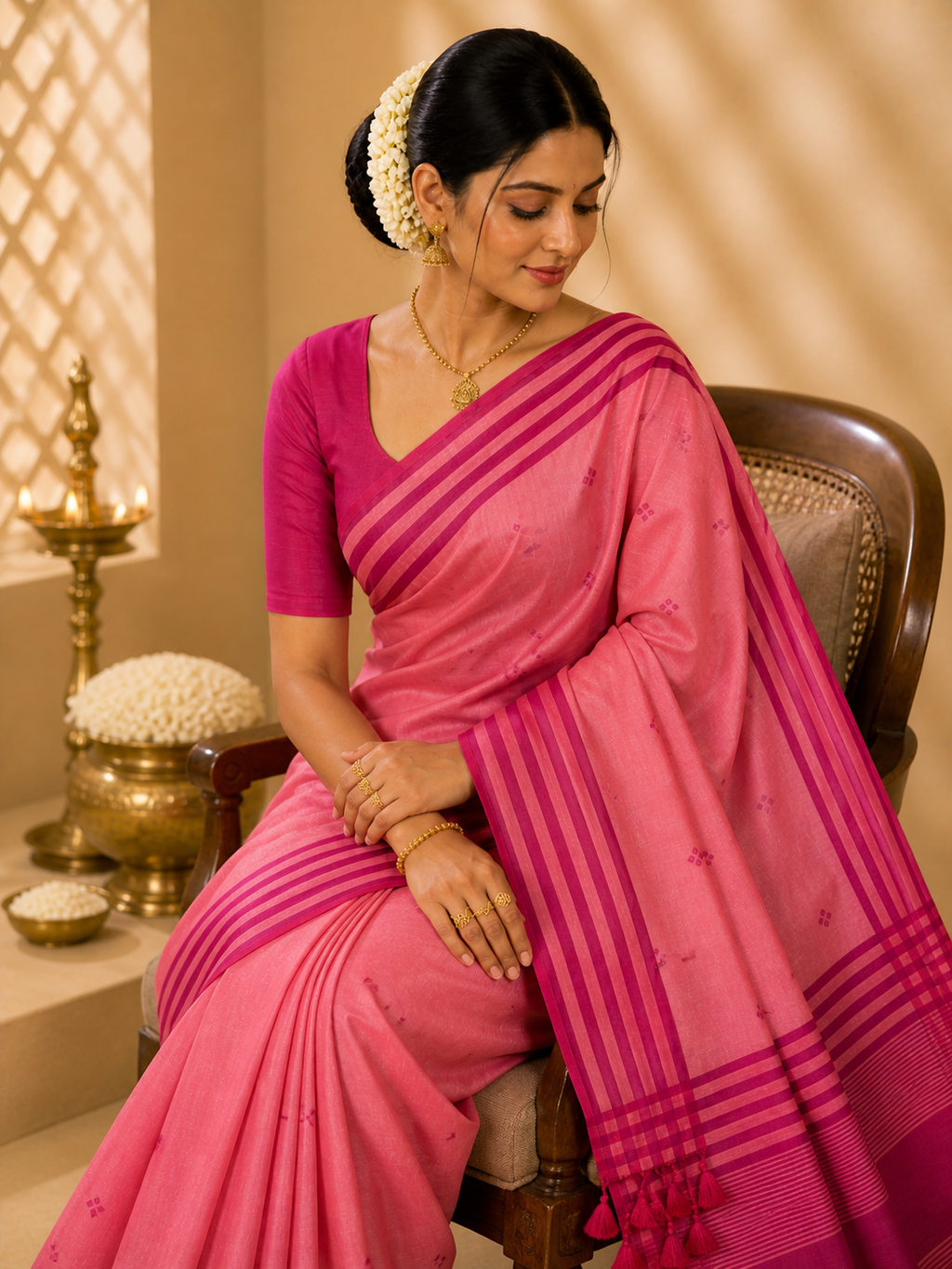 Banger Pallu Silk Saree – Soft Pink