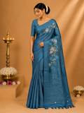 Party Wear Saree – Teal Blue