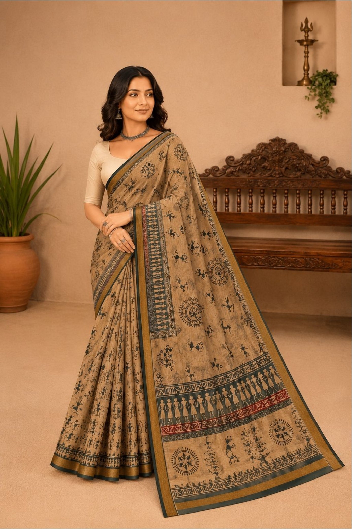 Tribal Print Cotton Saree