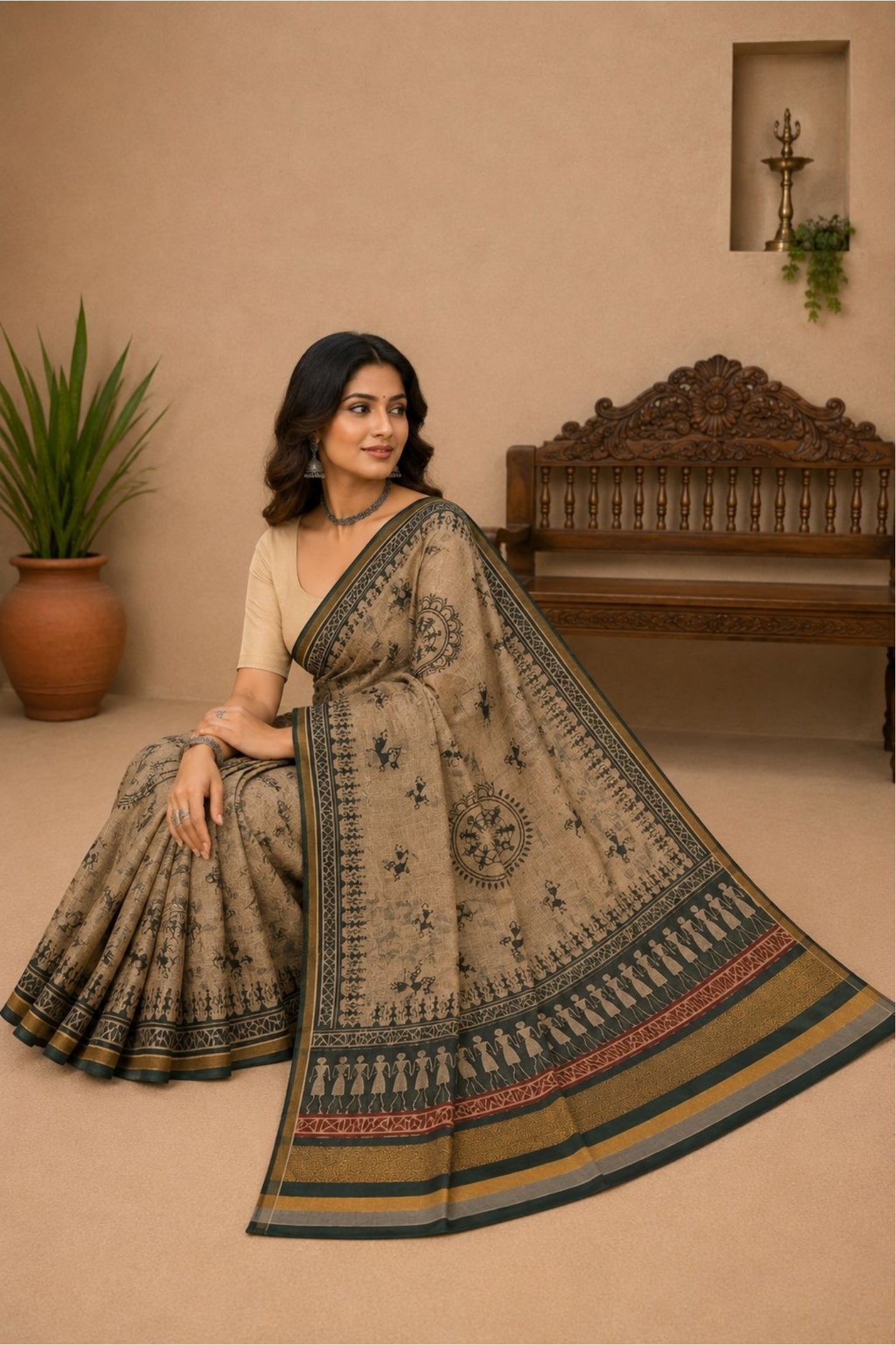 Tribal Print Cotton Saree