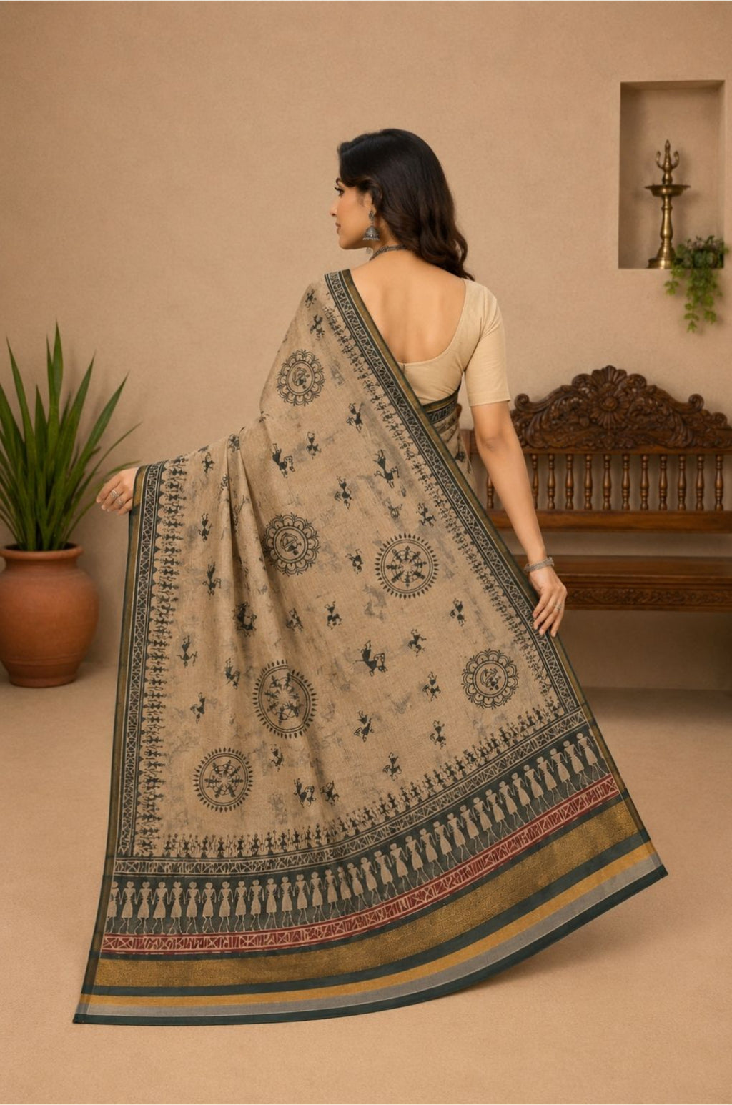 Tribal Print Cotton Saree