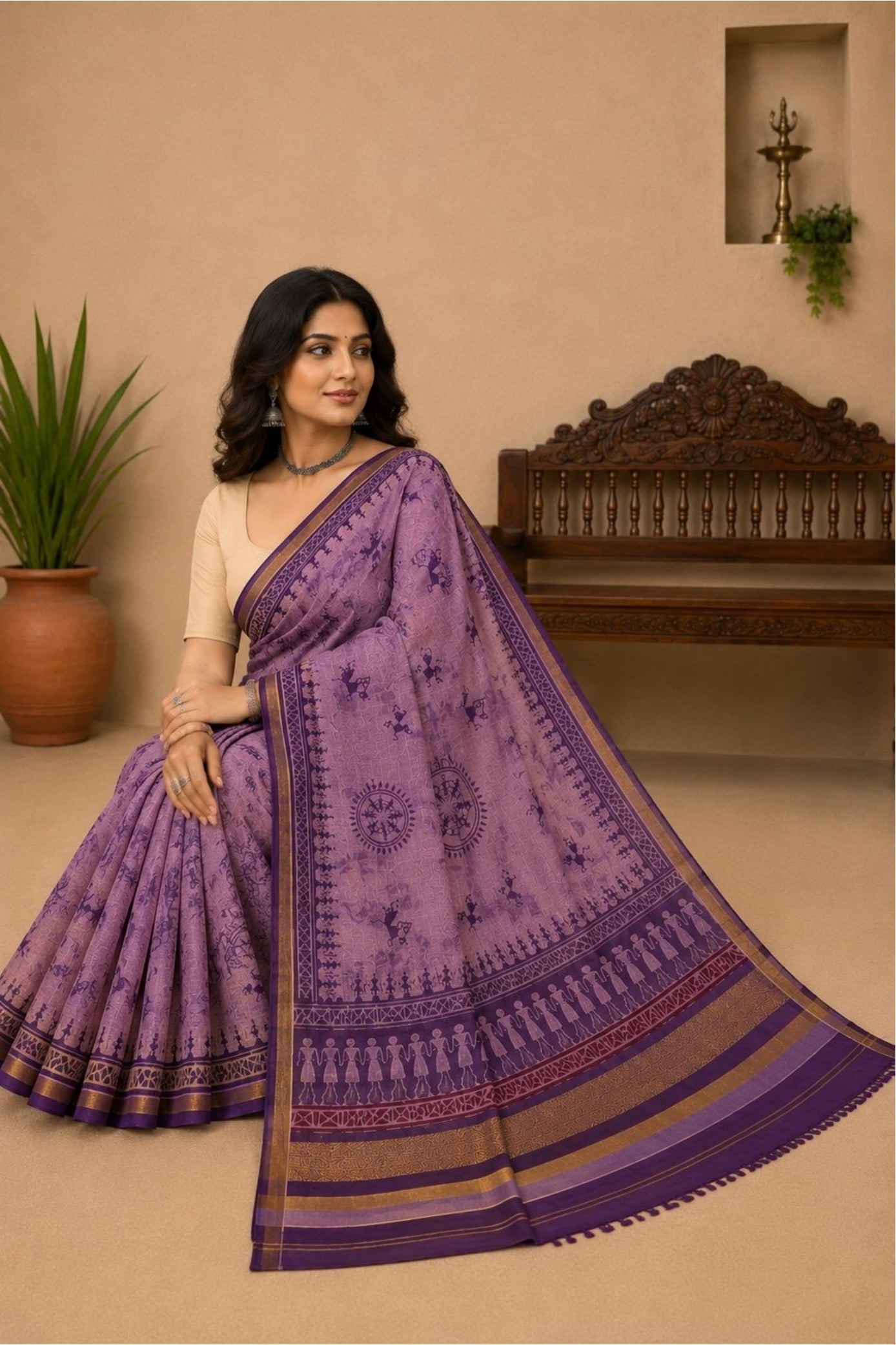 Tribal Print Cotton Saree