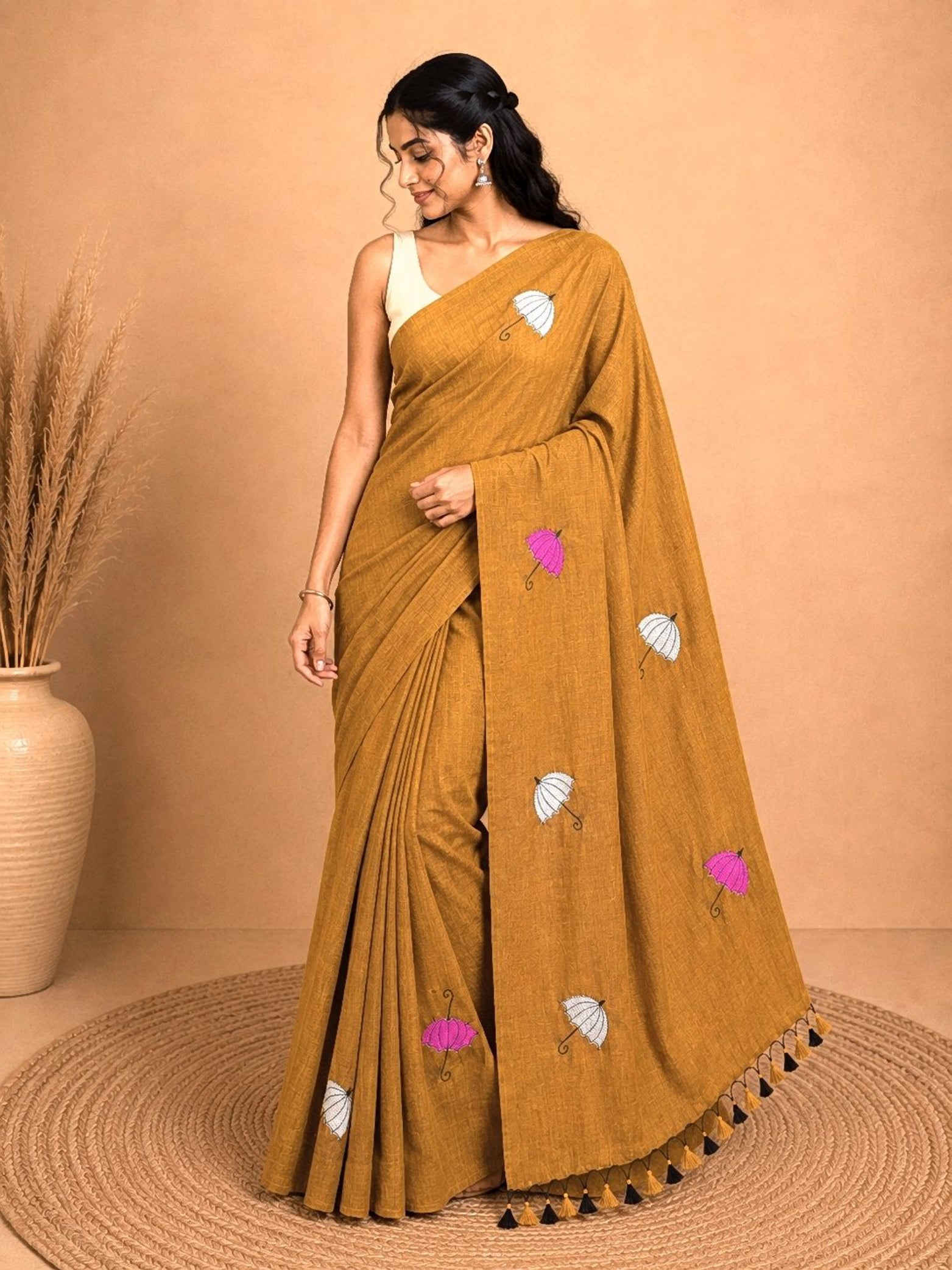 Cotton Saree with Umbrella Print