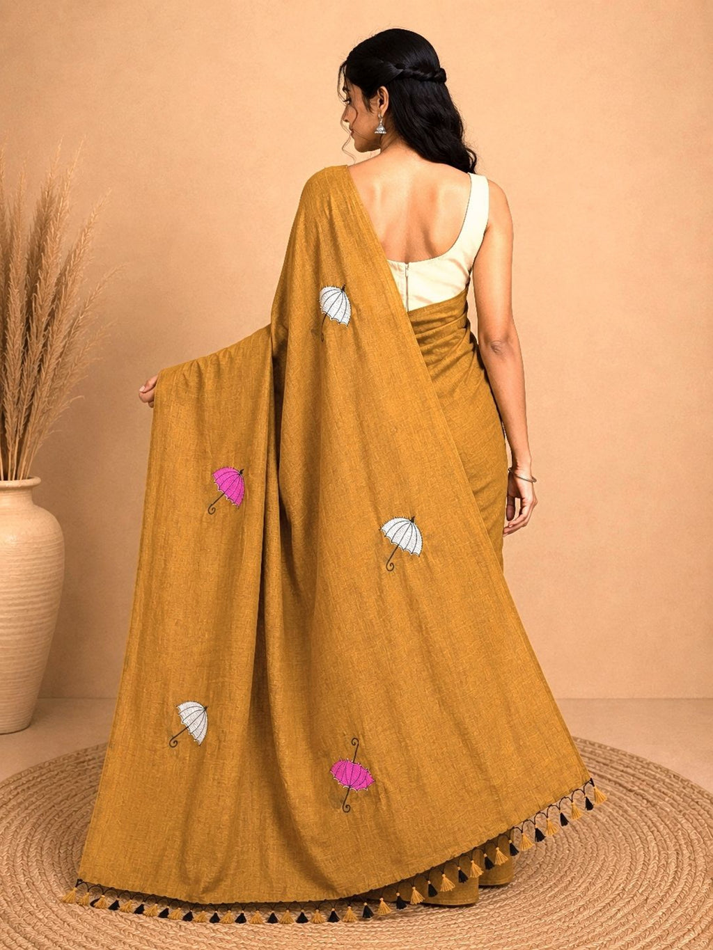 Cotton Saree with Umbrella Print