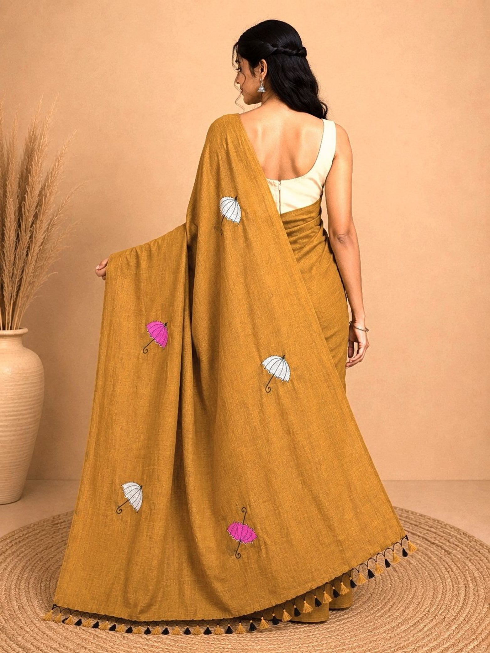 Cotton Saree with Umbrella Print