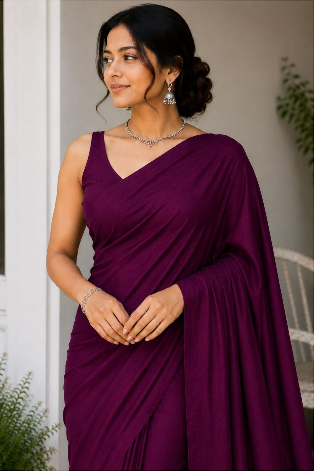 Plane Linen Cotten Saree