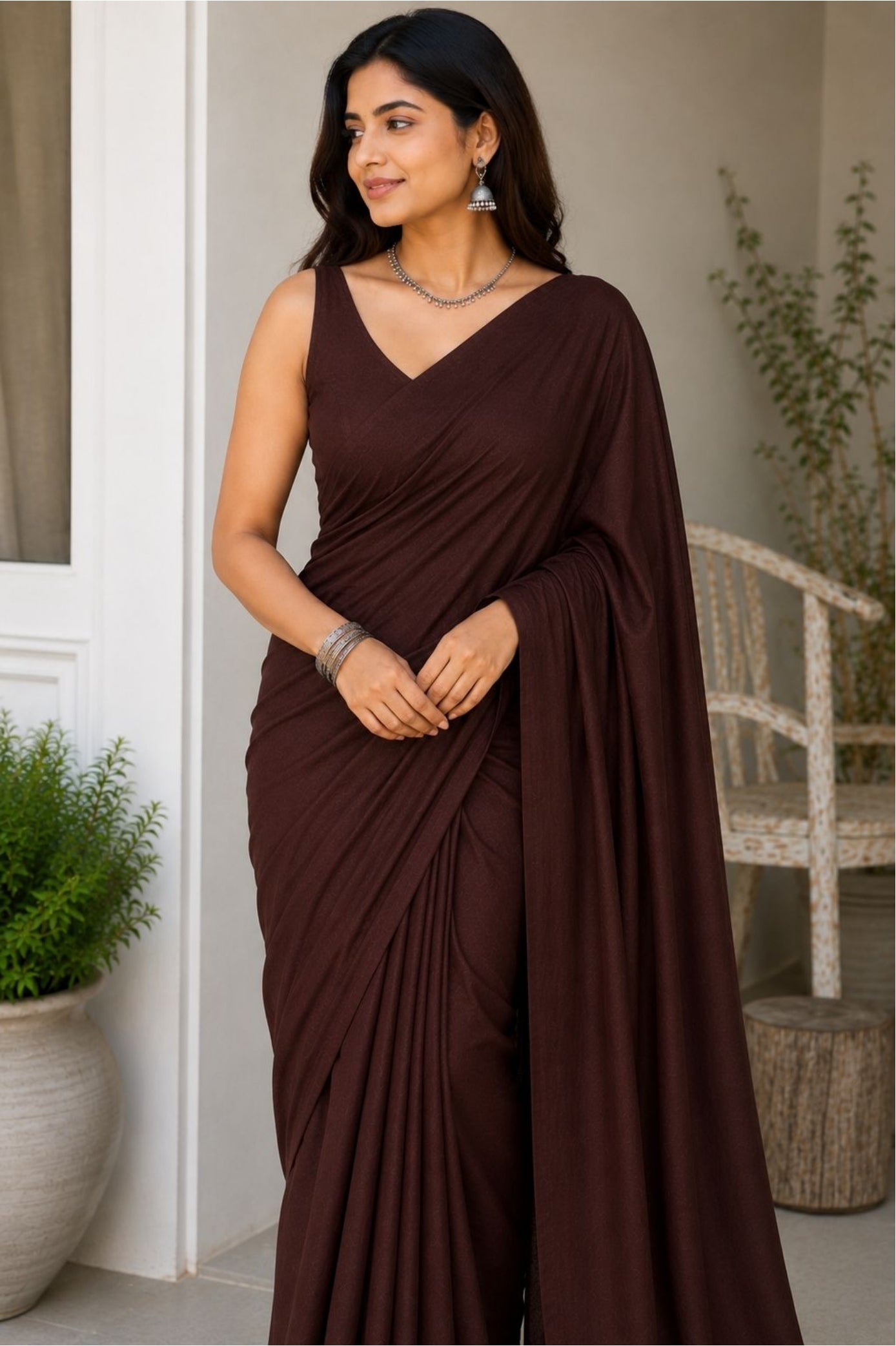 Plane Linen Cotten Saree