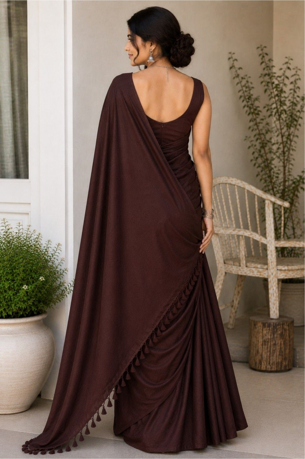 Plane Linen Cotten Saree