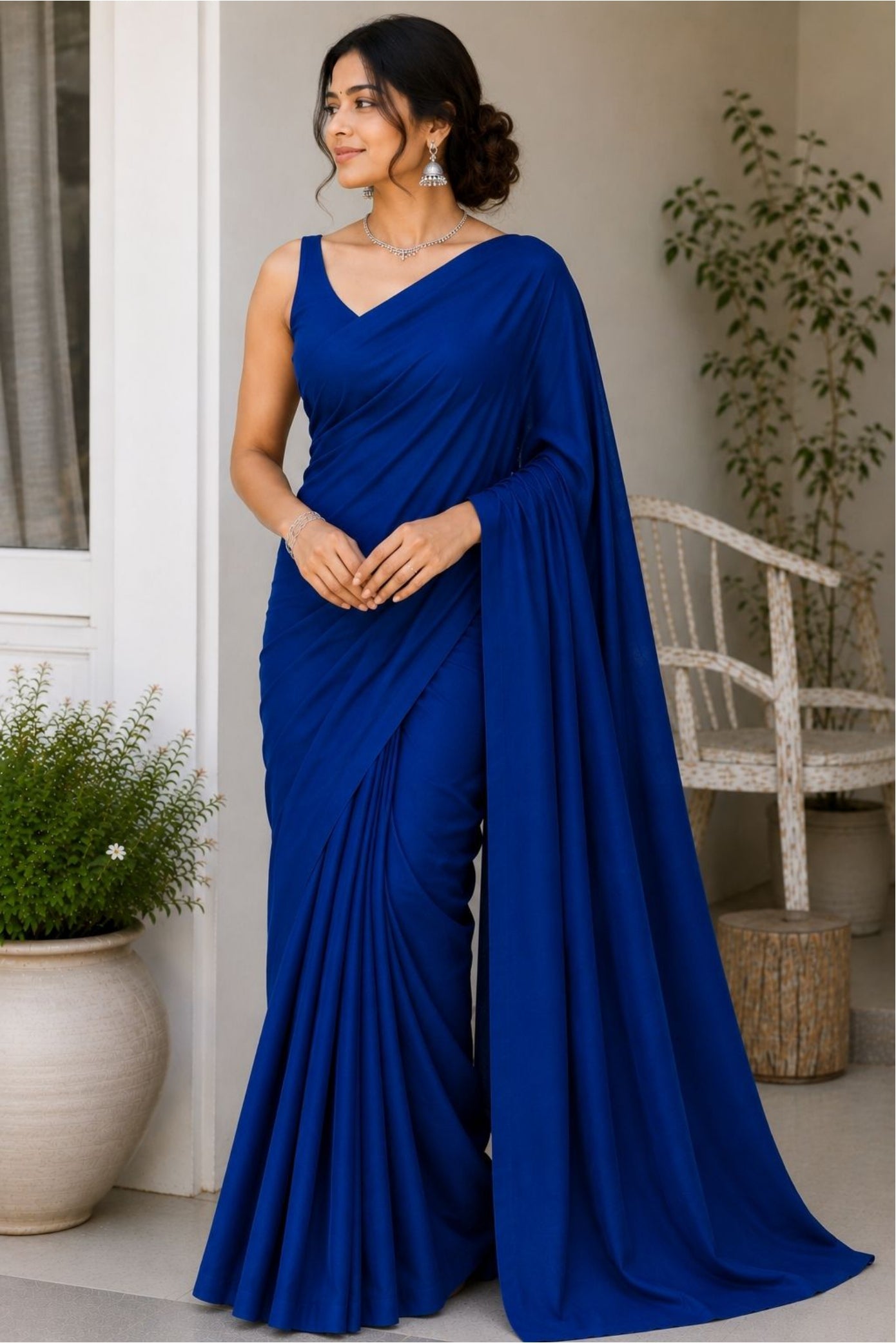 Plane Linen Cotten Saree