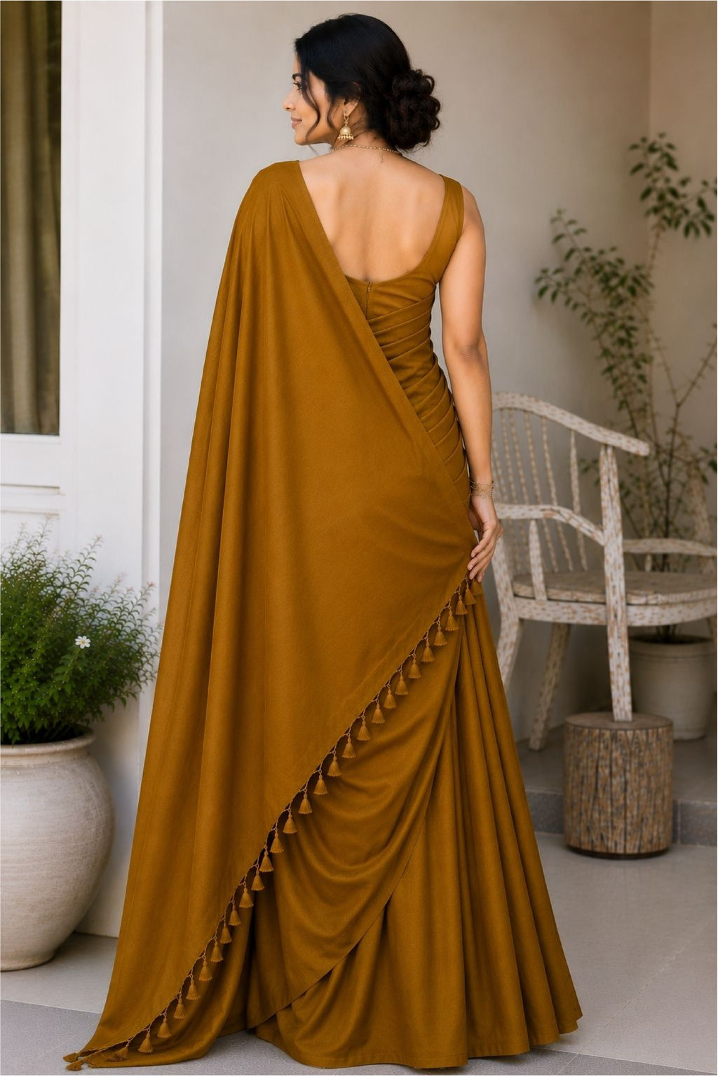 Plane Linen Cotten Saree