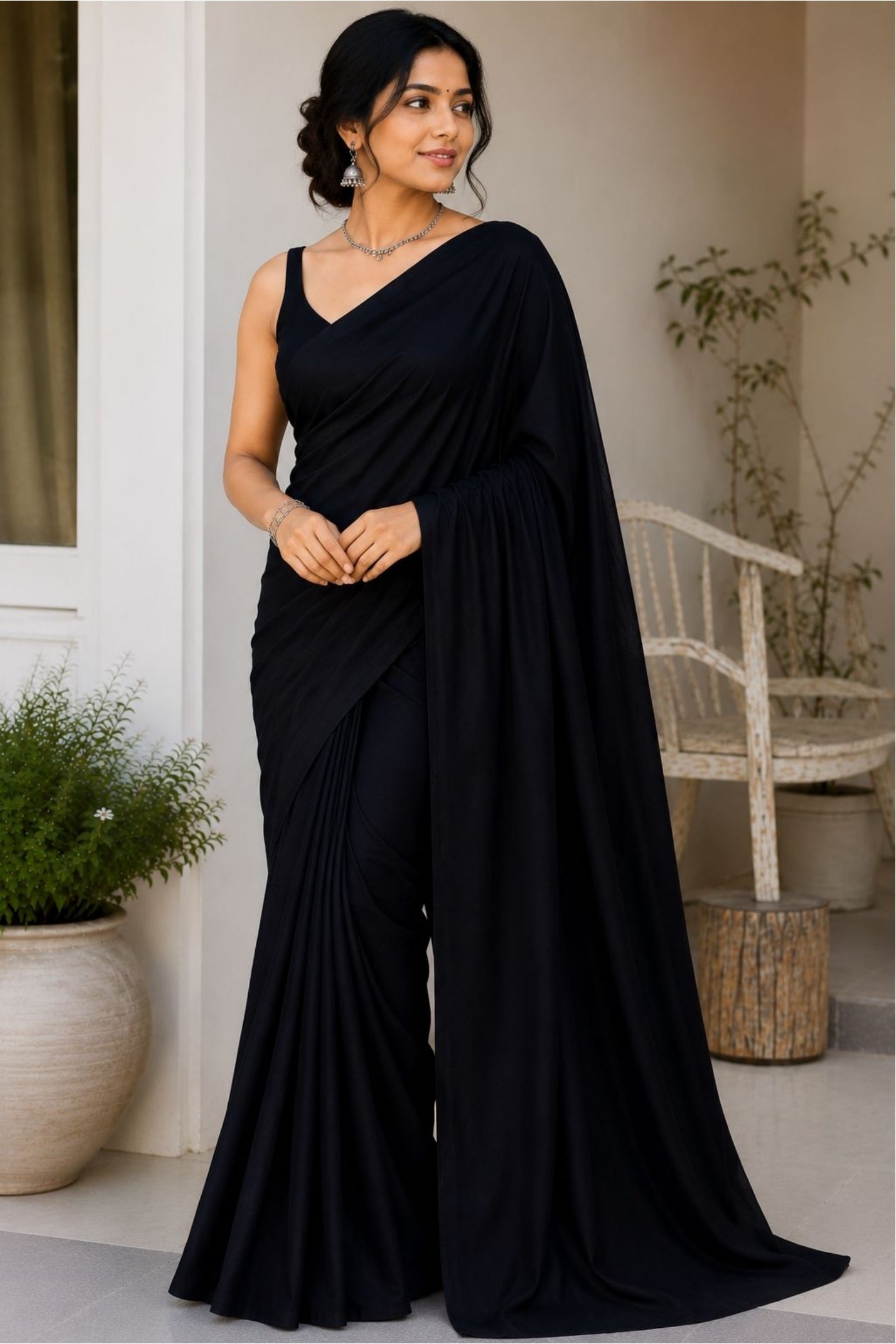 Plane Linen Cotten Saree