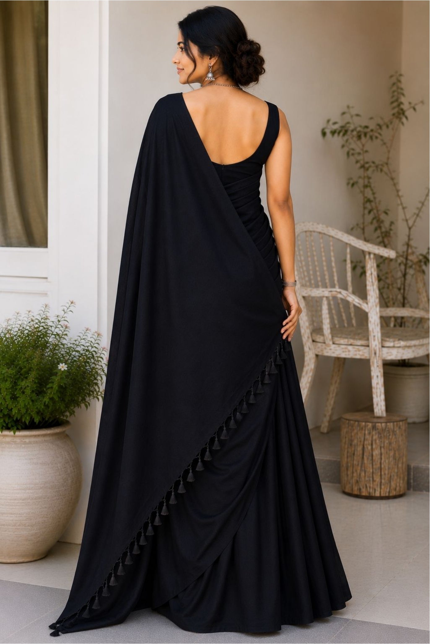 Plane Linen Cotten Saree